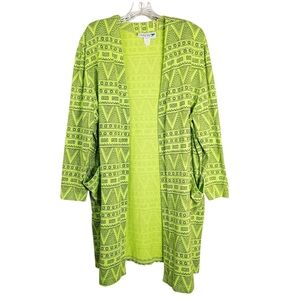 Vintage 80s Open Front Cardigan Artsy Geometric Southwestern Tribal Womens XL